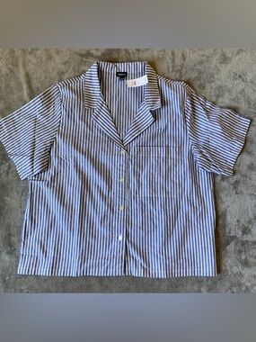 GAP Women’s Blue & White Vertical Stripe Pajama Shirt